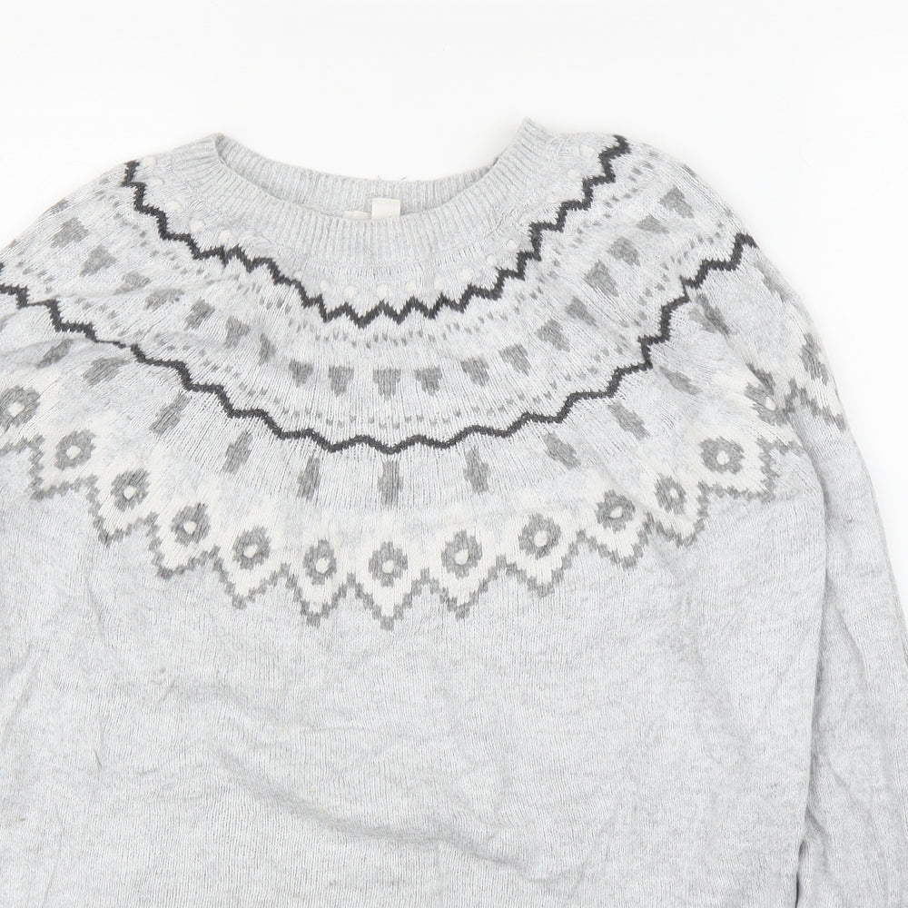 H&M Mens Grey Fair Isle  Pullover Jumper Size S