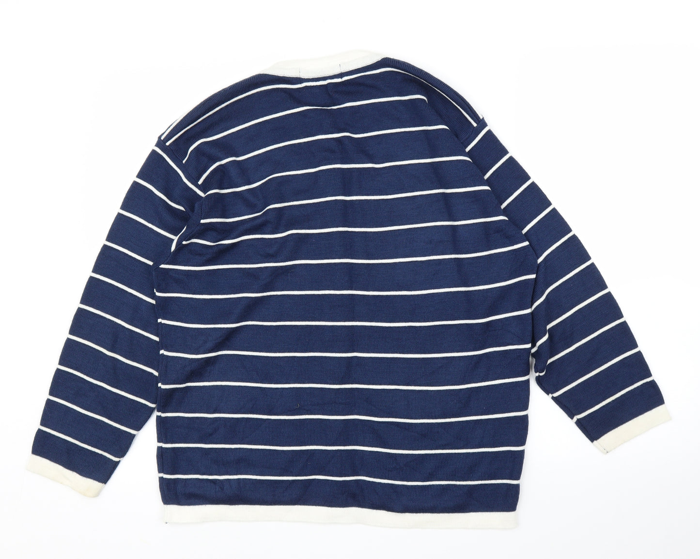 Adele Dallas Womens Blue Striped  Cardigan Jumper Size L