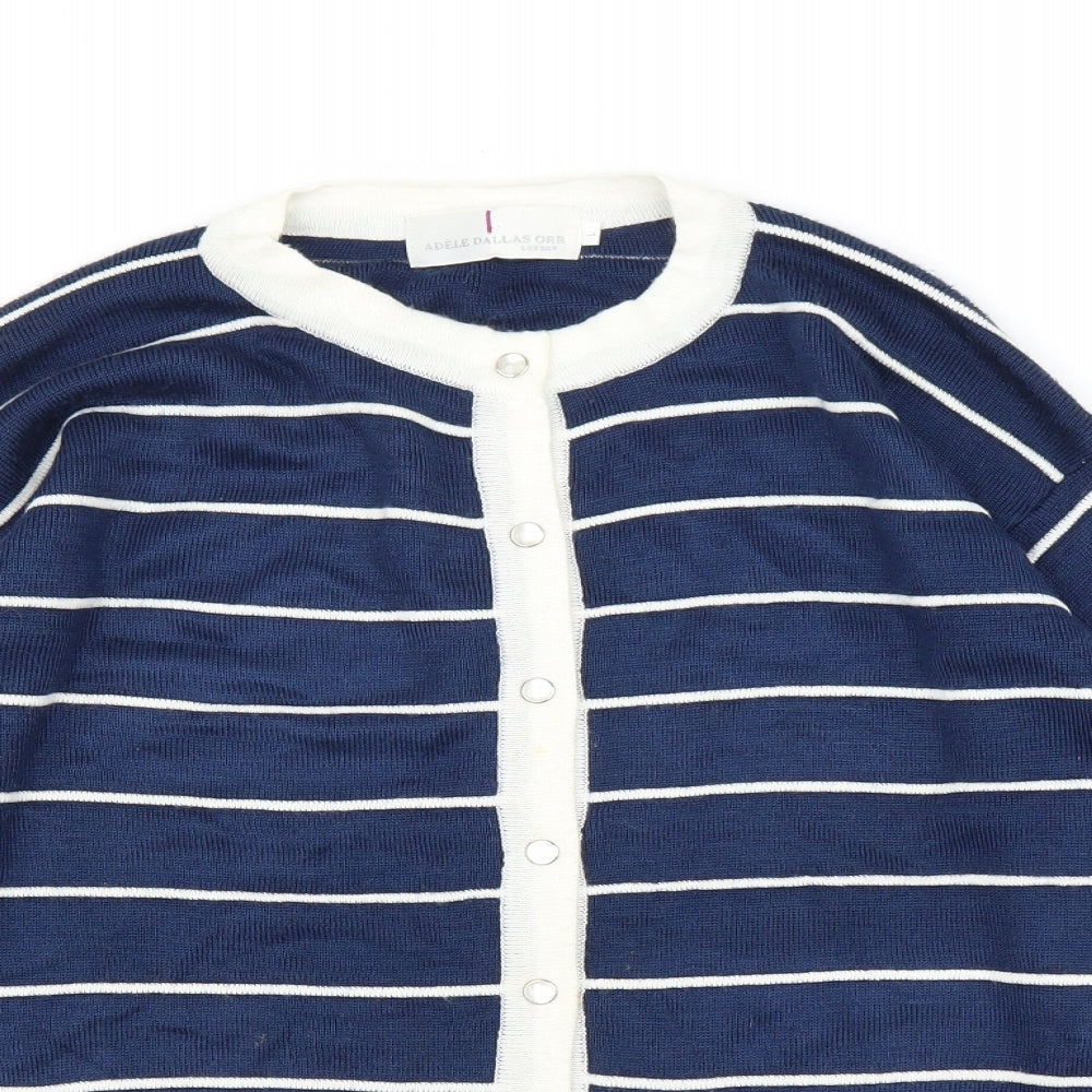 Adele Dallas Womens Blue Striped  Cardigan Jumper Size L