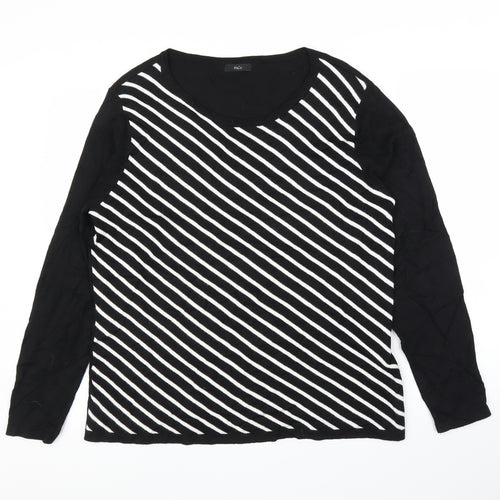 M&Co Womens Black Striped  Pullover Jumper Size 16