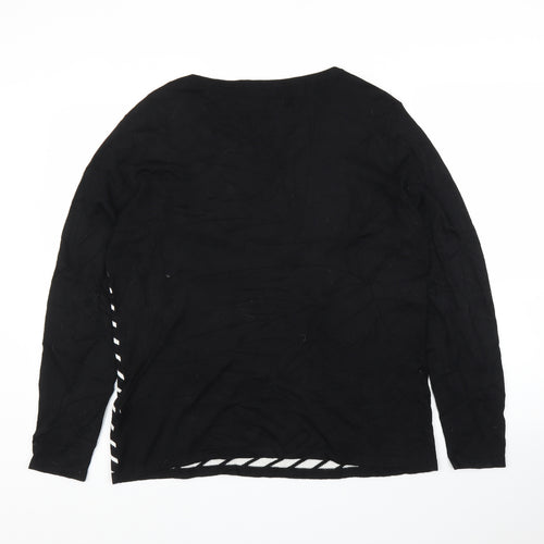 M&Co Womens Black Striped  Pullover Jumper Size 16
