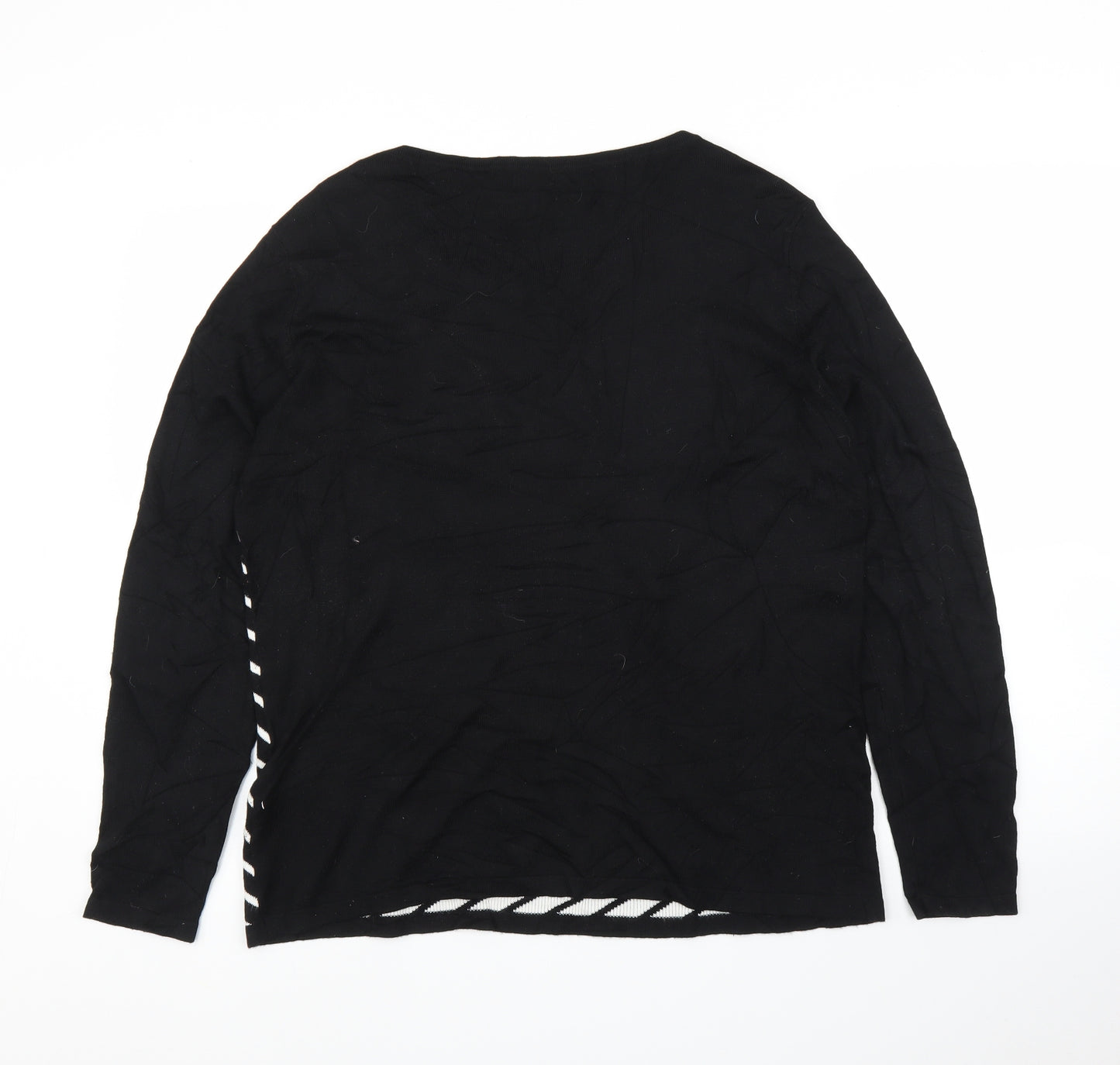 M&Co Womens Black Striped  Pullover Jumper Size 16