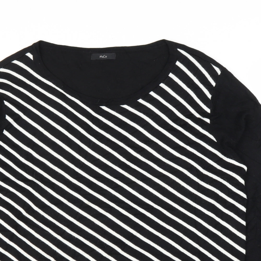 M&Co Womens Black Striped  Pullover Jumper Size 16