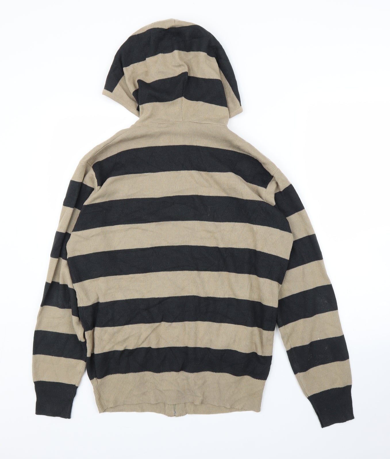 Preworn Mens Beige Striped  Full Zip Hoodie Size L