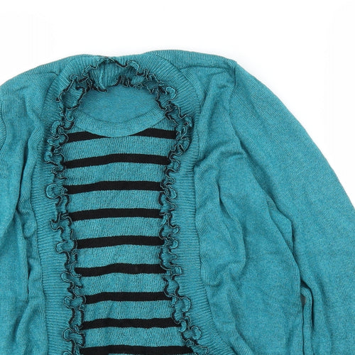 Lizzi Womens Green Striped  Cardigan Jumper Size M