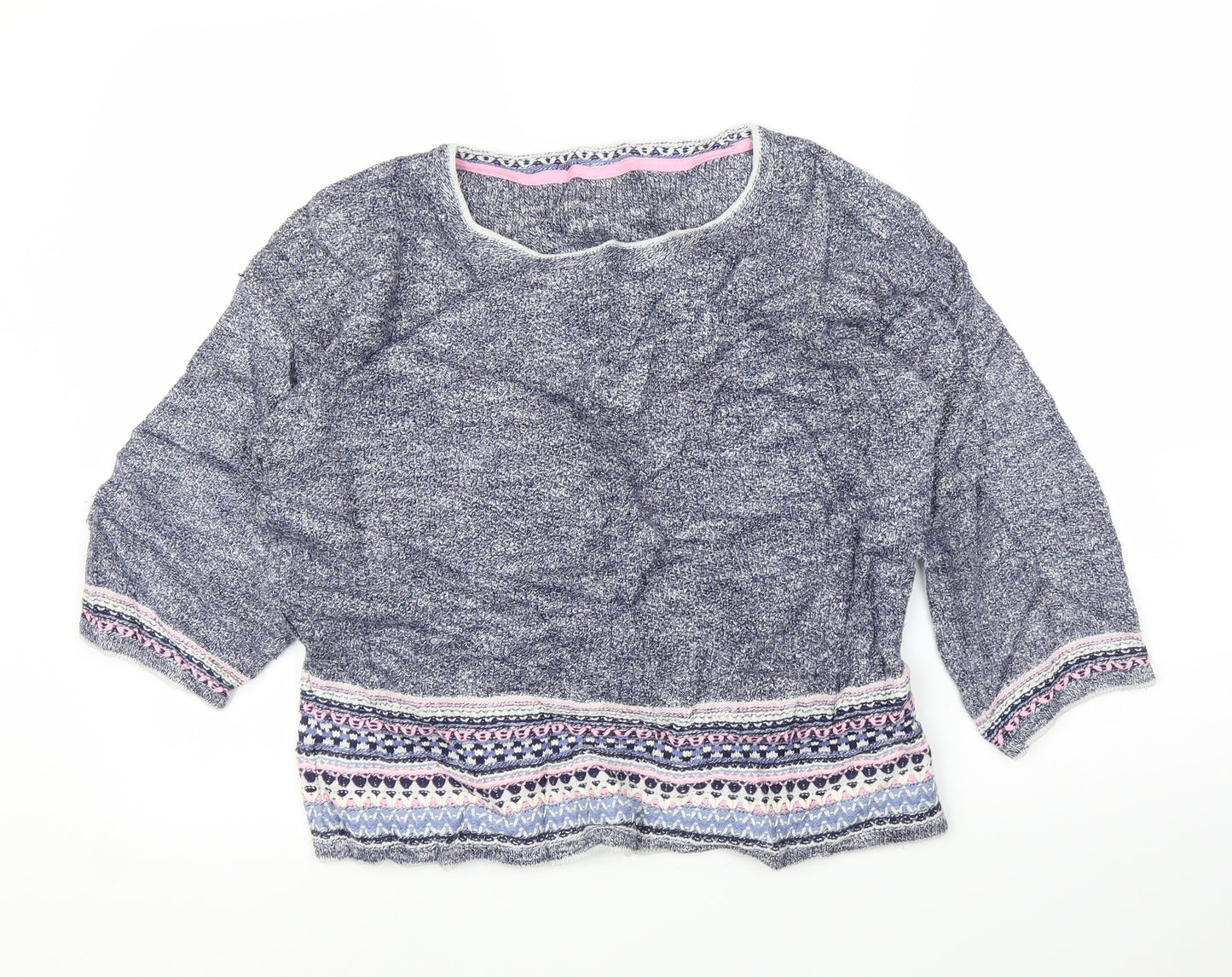 M&S Womens Blue Fair Isle  Pullover Jumper Size 16