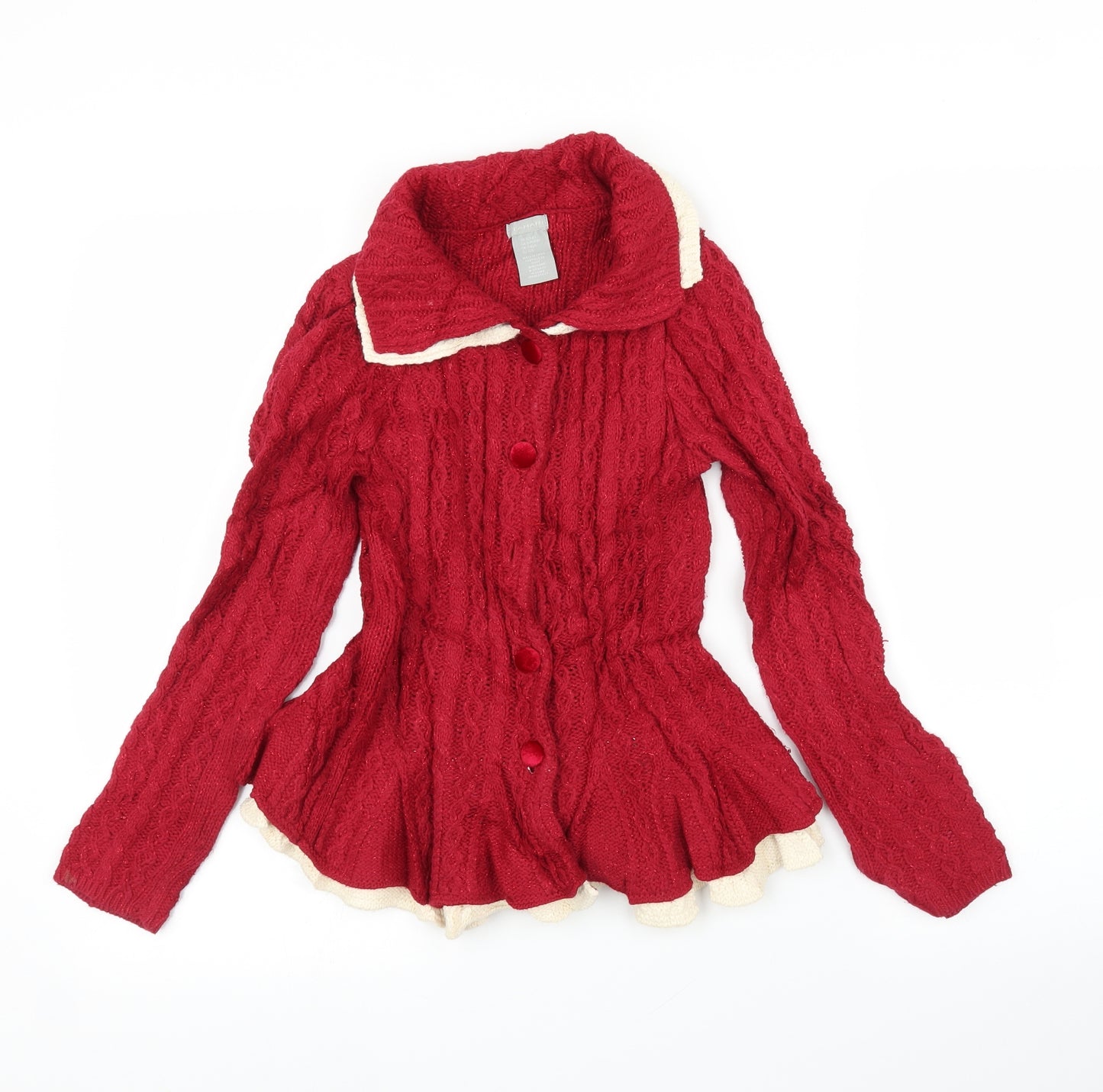 Tahini Girls Red   Cardigan Jumper Size 7-8 Years