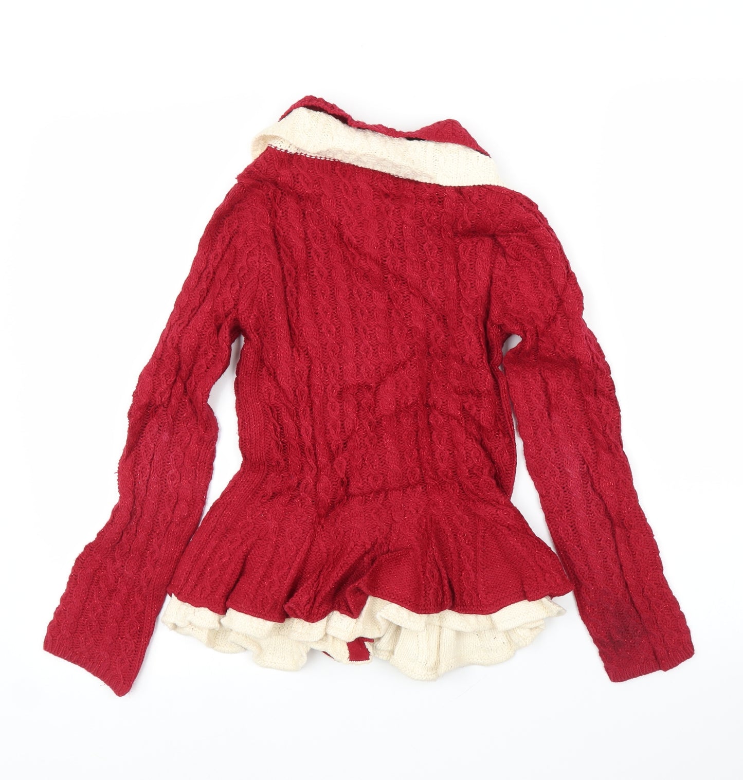 Tahini Girls Red   Cardigan Jumper Size 7-8 Years