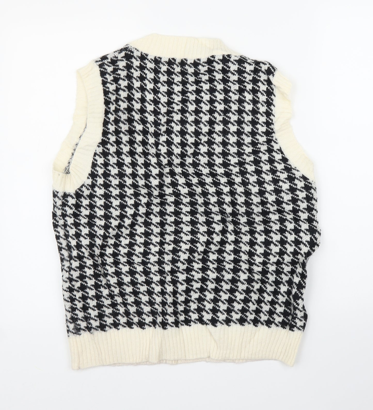 Shien Mens Ivory Houndstooth  Vest Jumper Size S