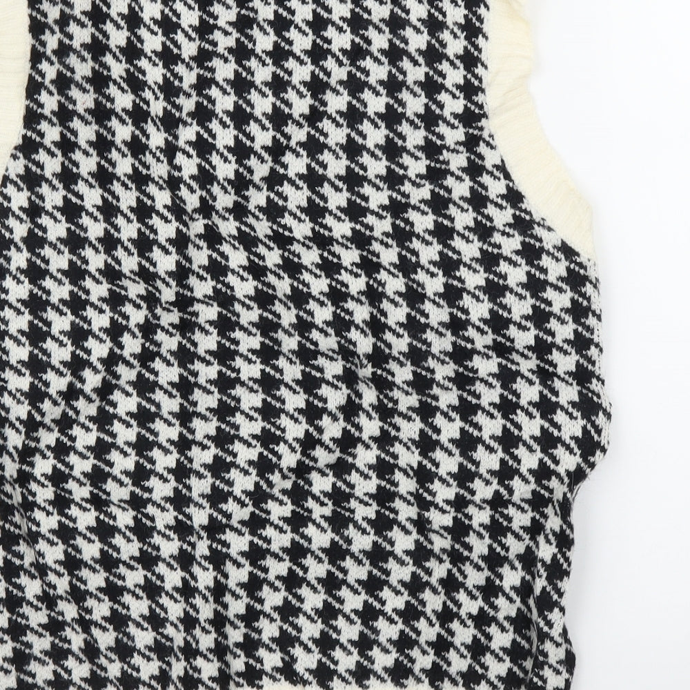 Shien Mens Ivory Houndstooth  Vest Jumper Size S
