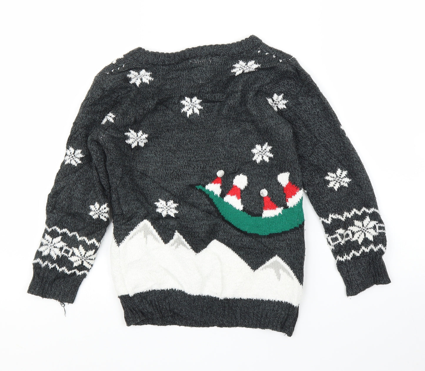 George Boys Grey Fair Isle  Pullover Jumper Size 6-7 Years  - Christmas