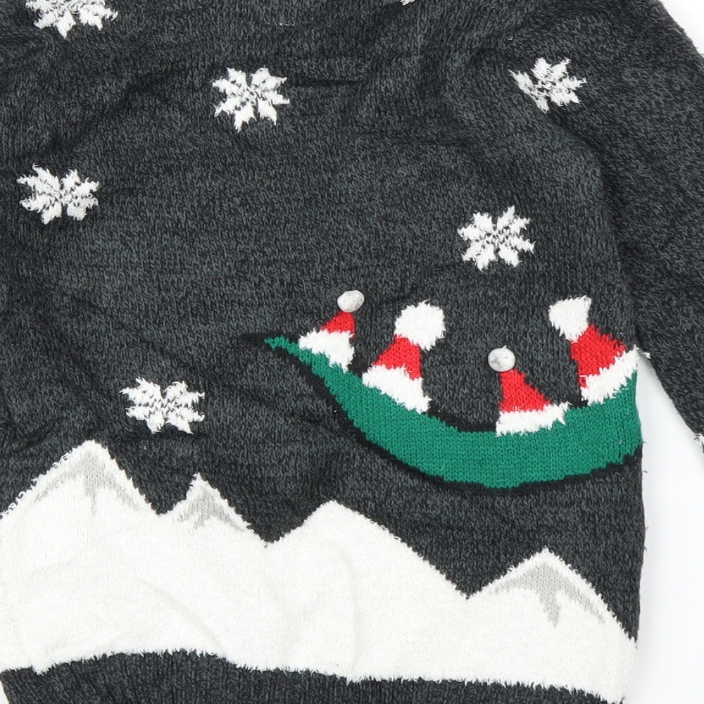 George Boys Grey Fair Isle  Pullover Jumper Size 6-7 Years  - Christmas