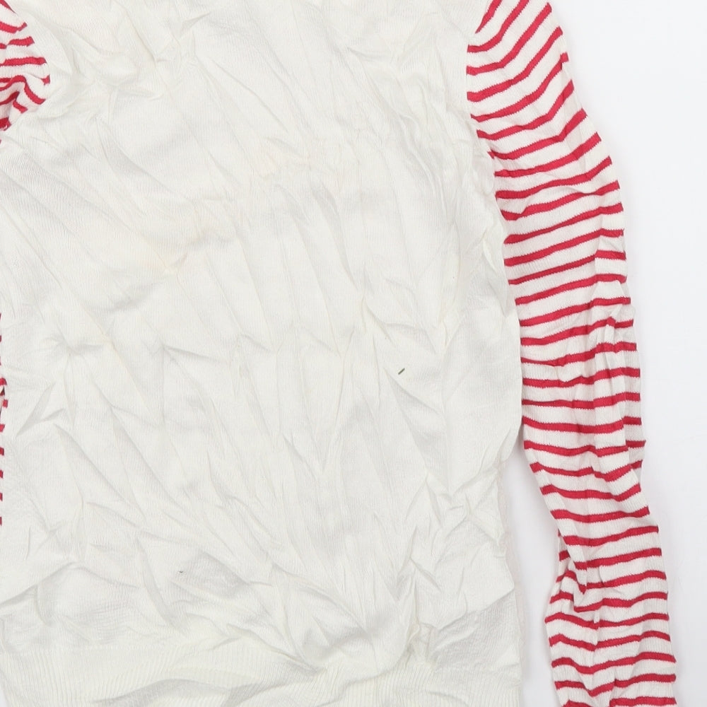 Dorothy Perkins Womens White Striped  Pullover Jumper Size 8