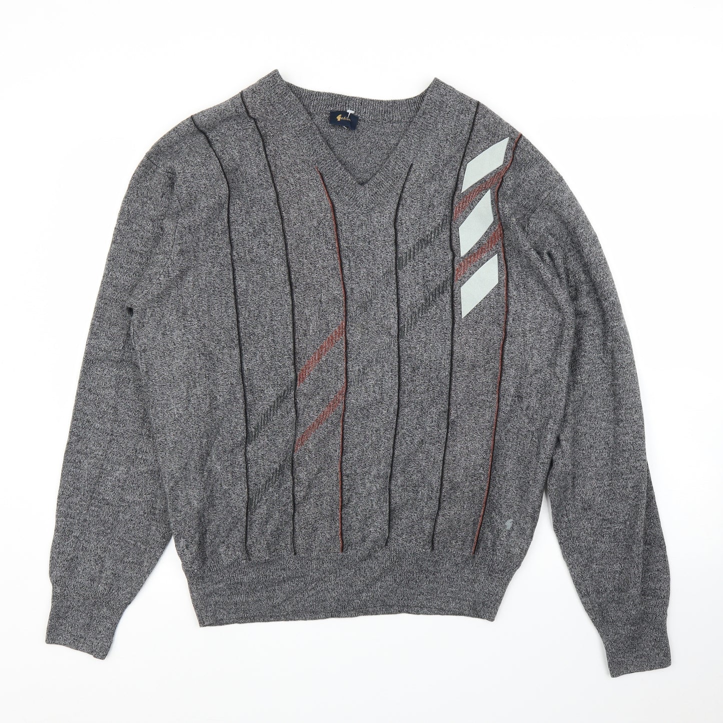 Gabicci Mens Grey Striped  Pullover Jumper Size L