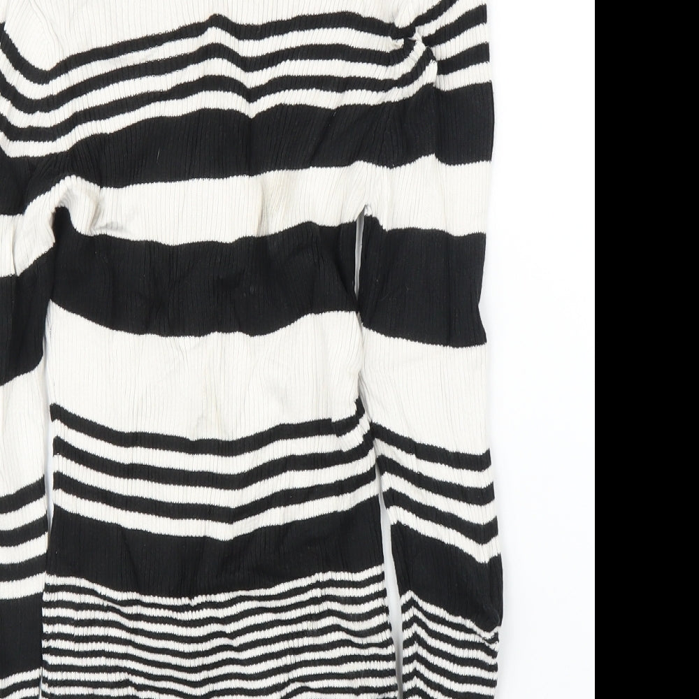 Papaya Womens Black Striped  Pullover Jumper Size S