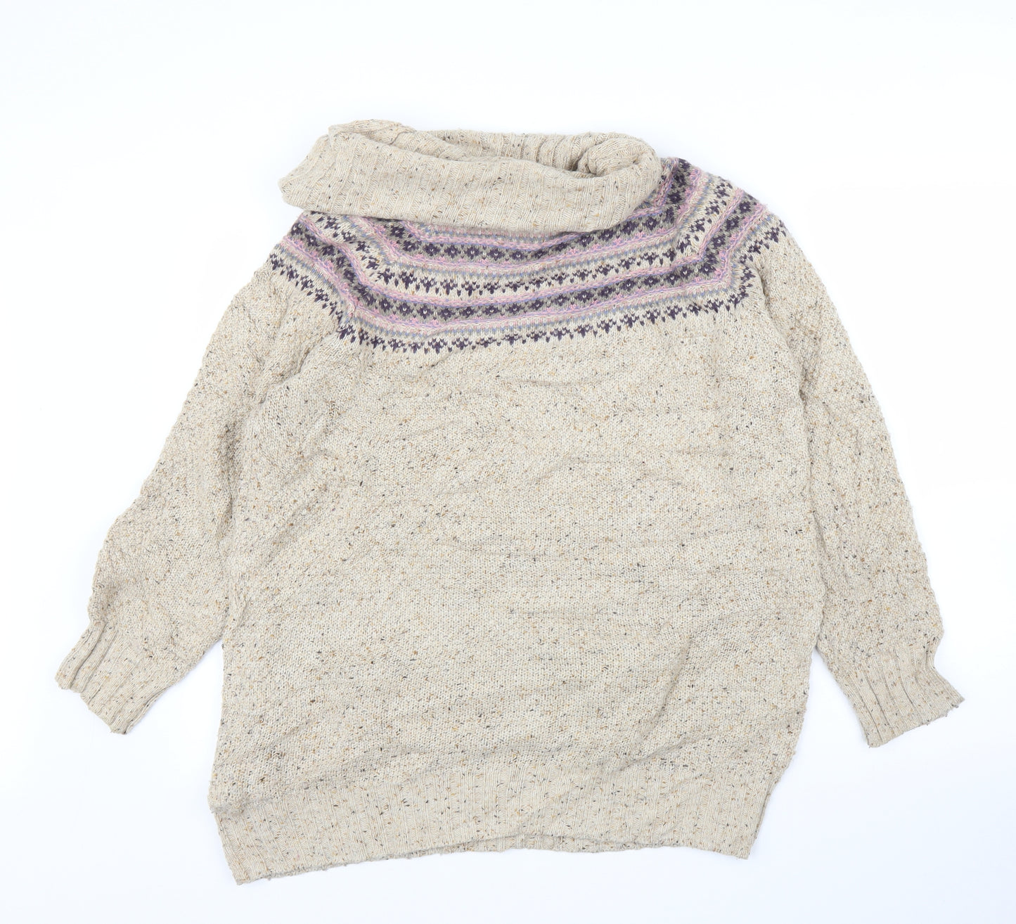 M&S Womens Beige Fair Isle  Pullover Jumper Size 12
