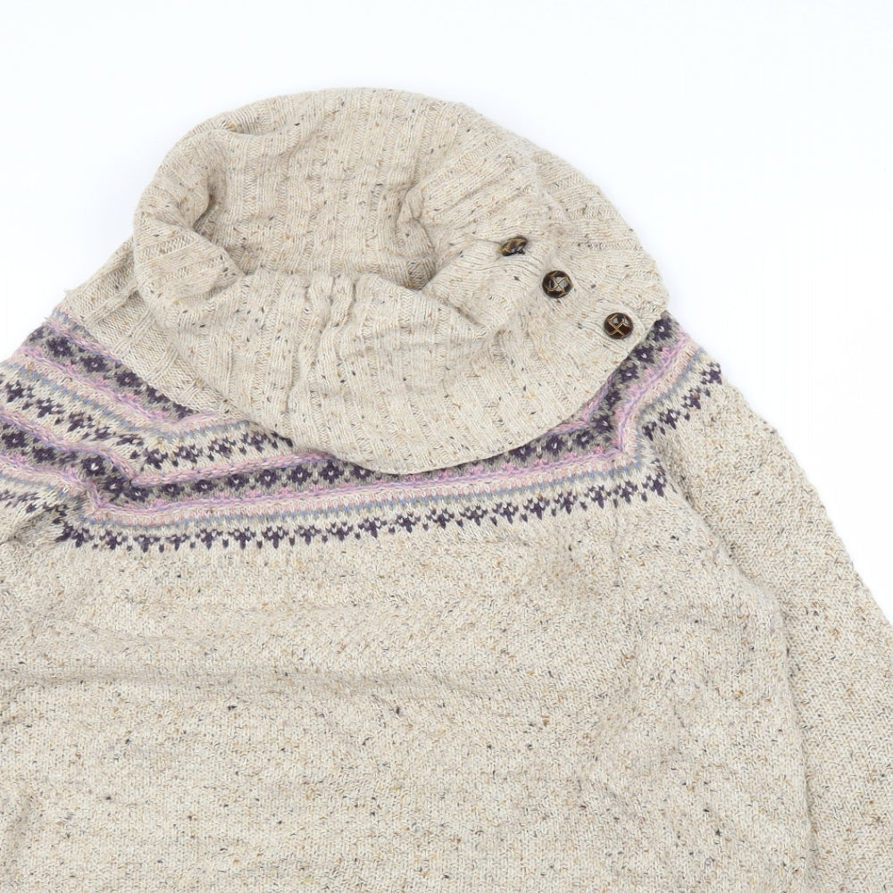 M&S Womens Beige Fair Isle  Pullover Jumper Size 12