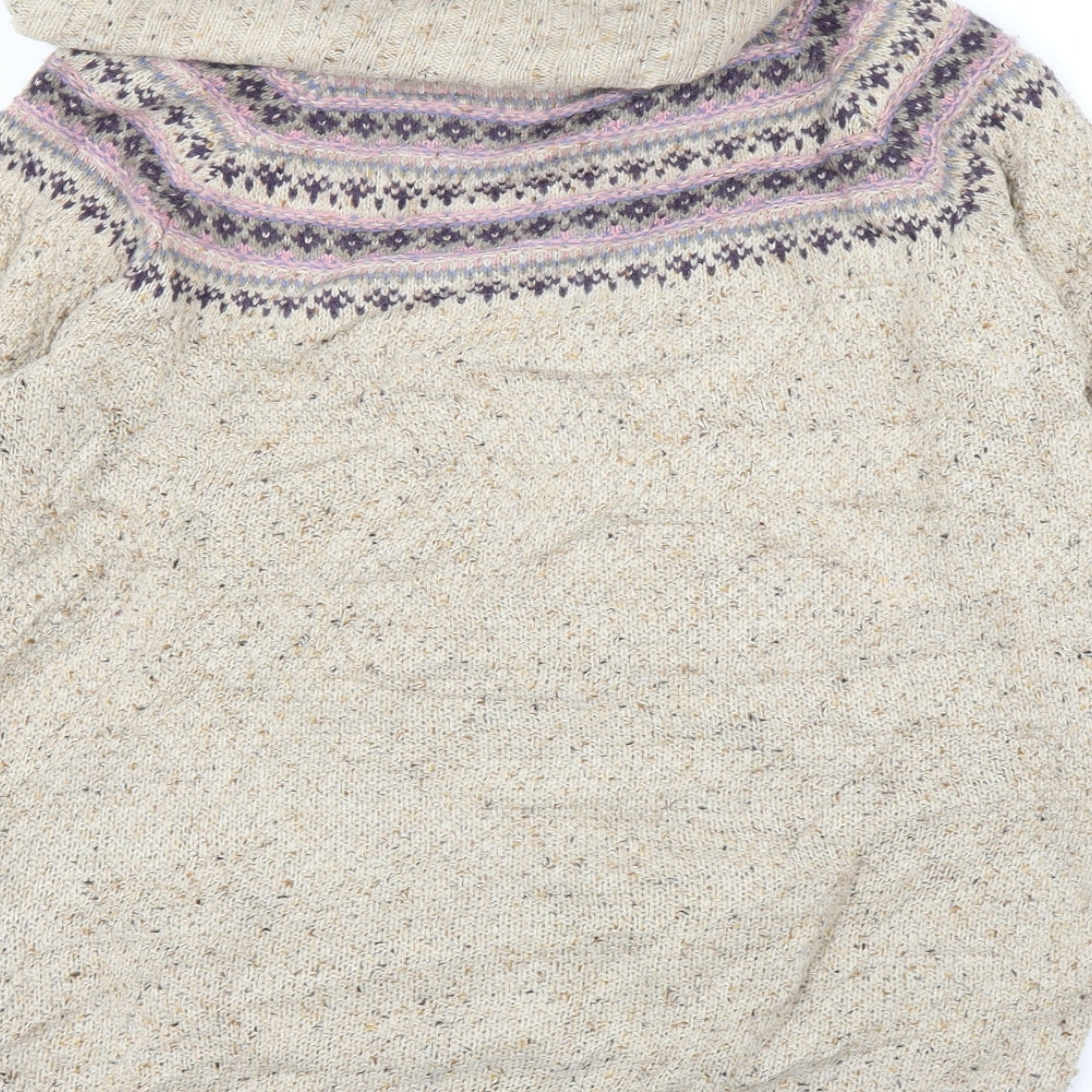 M&S Womens Beige Fair Isle  Pullover Jumper Size 12