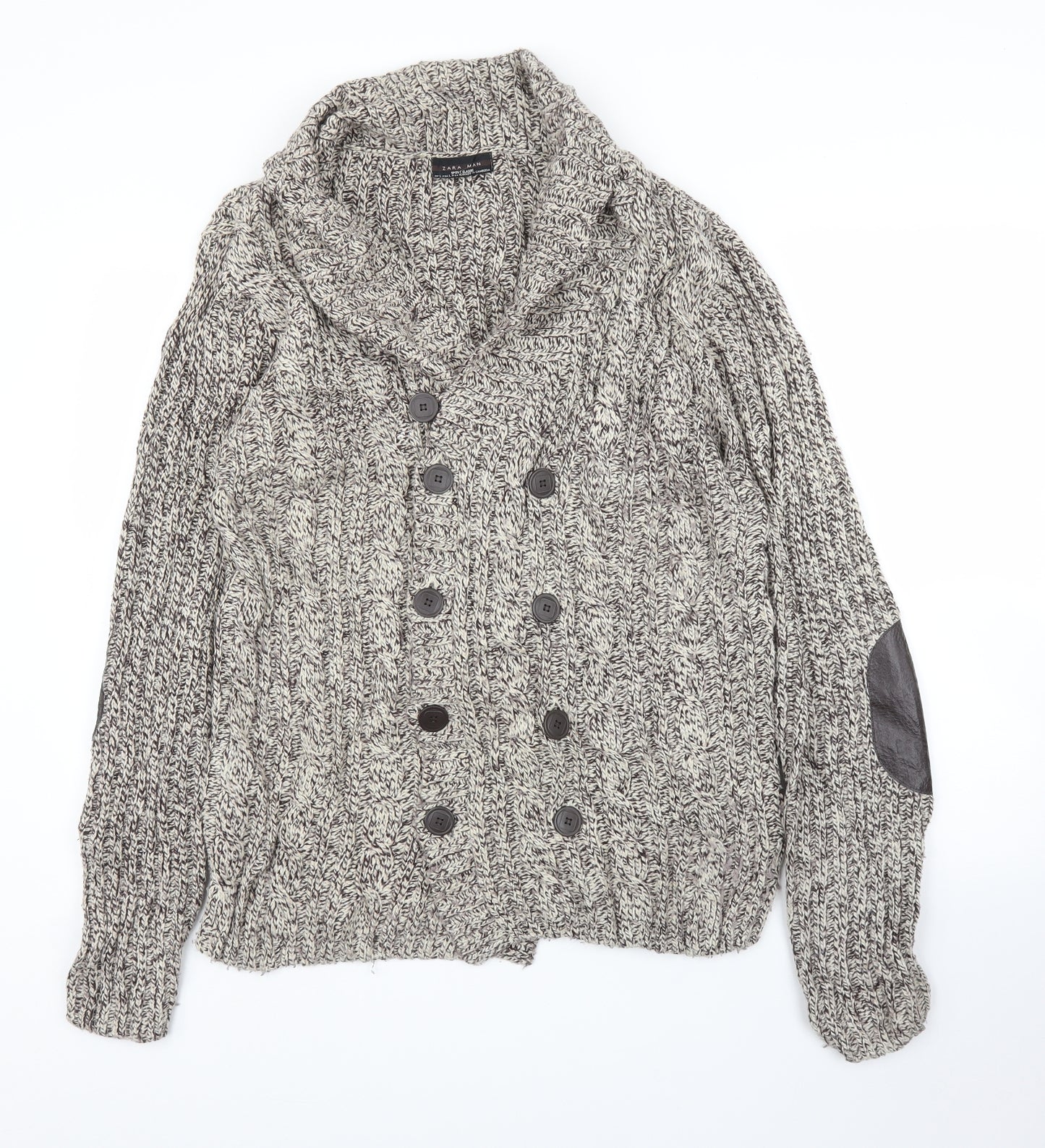 Zara Mens Beige   Cardigan Jumper Size L