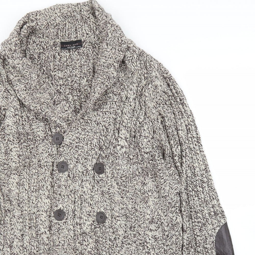 Zara Mens Beige   Cardigan Jumper Size L