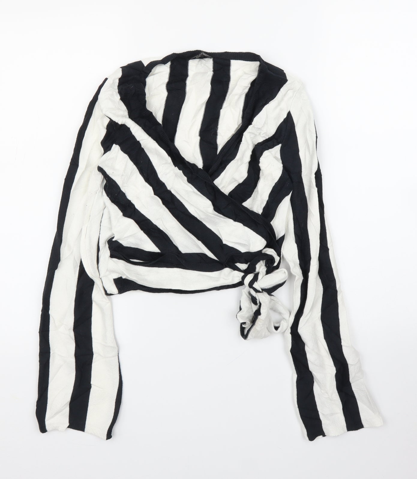 Topshop Womens White Striped  Wrap Blouse Size 8