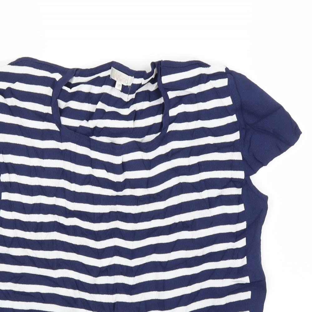 Lakeland Womens Blue Striped  Basic T-Shirt Size M