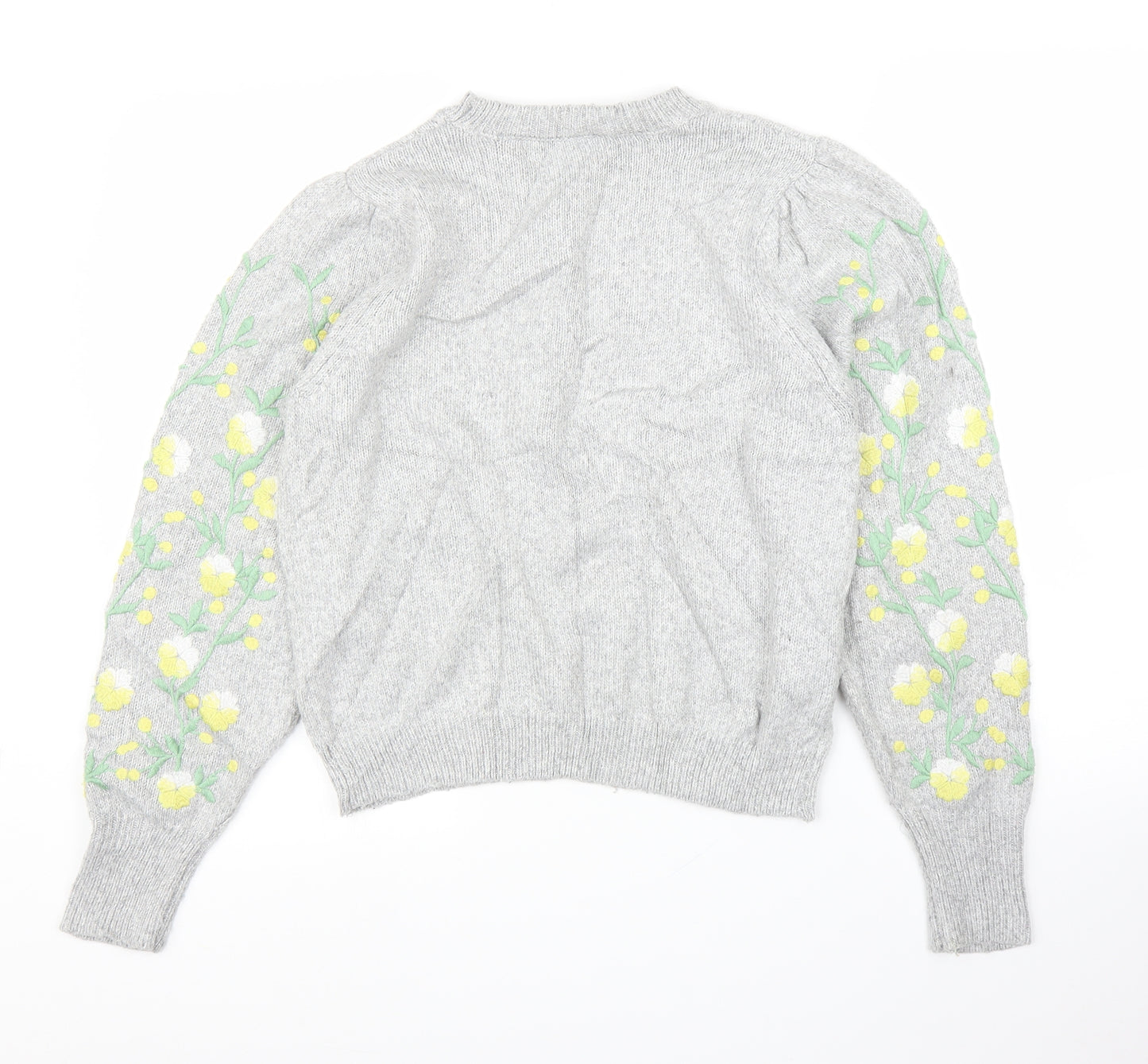 Mango Womens Grey Floral  Pullover Jumper Size M