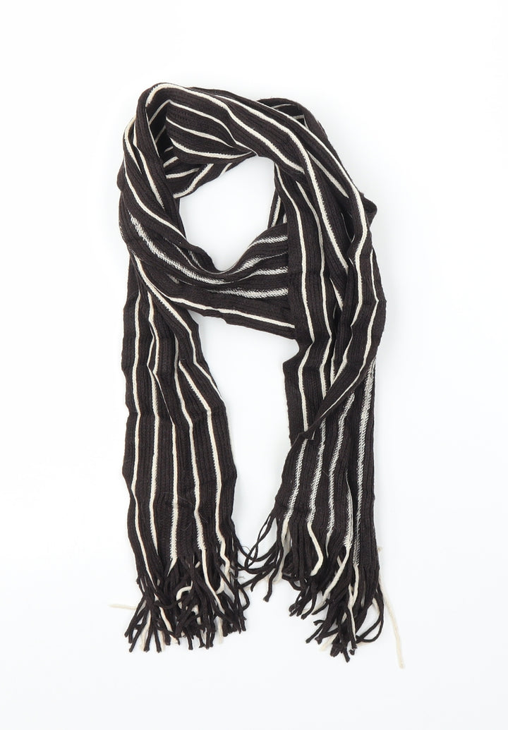 Preworn Unisex Brown Striped  Scarf  One Size