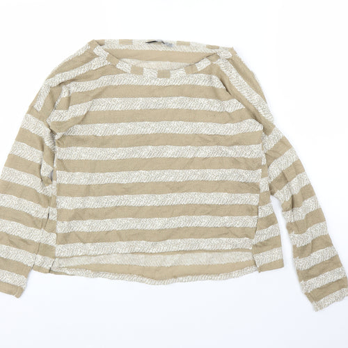 Primark Womens Beige Striped  Basic Blouse Size 12
