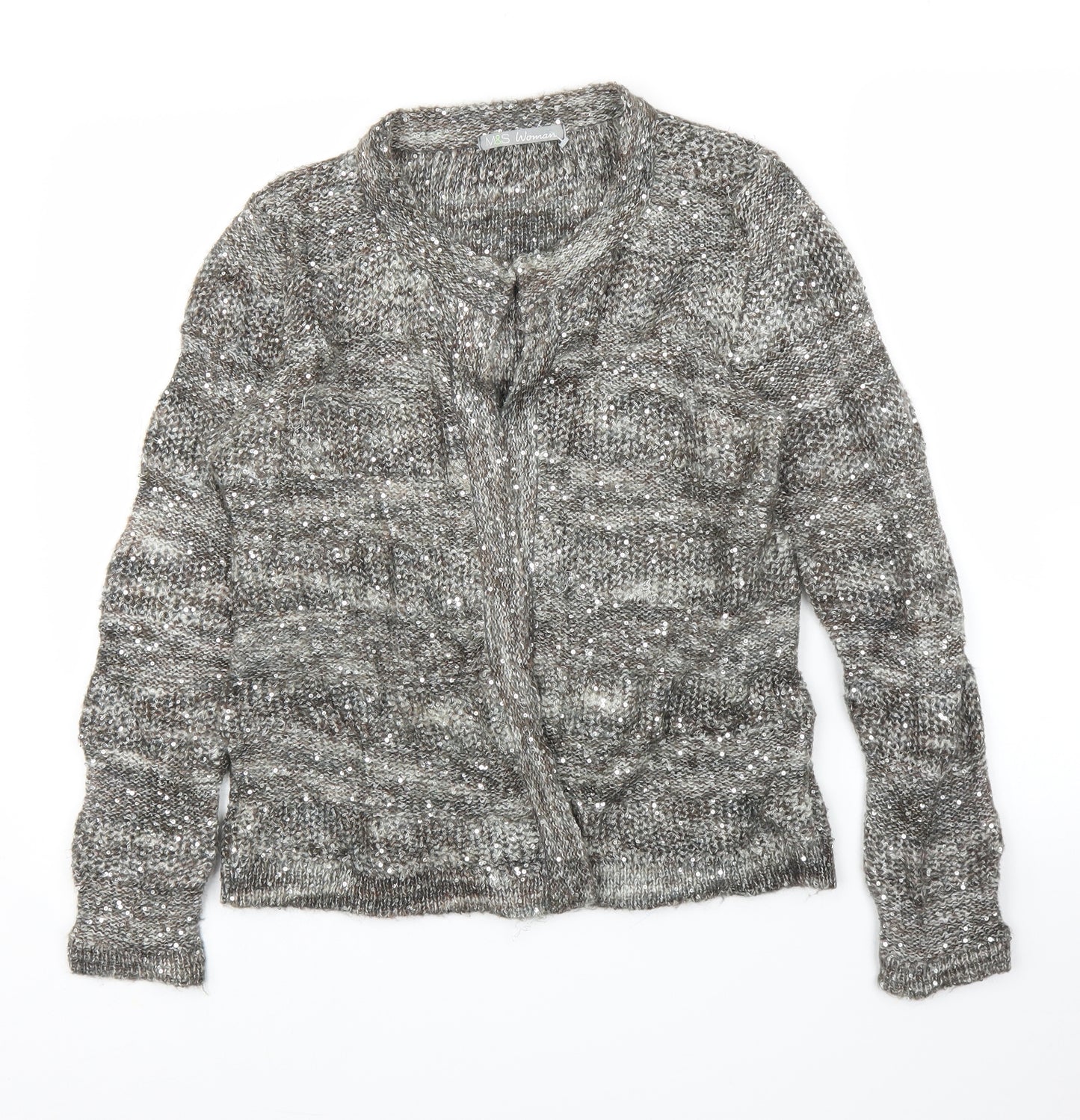 M&S Womens Grey   Cardigan Jumper Size L