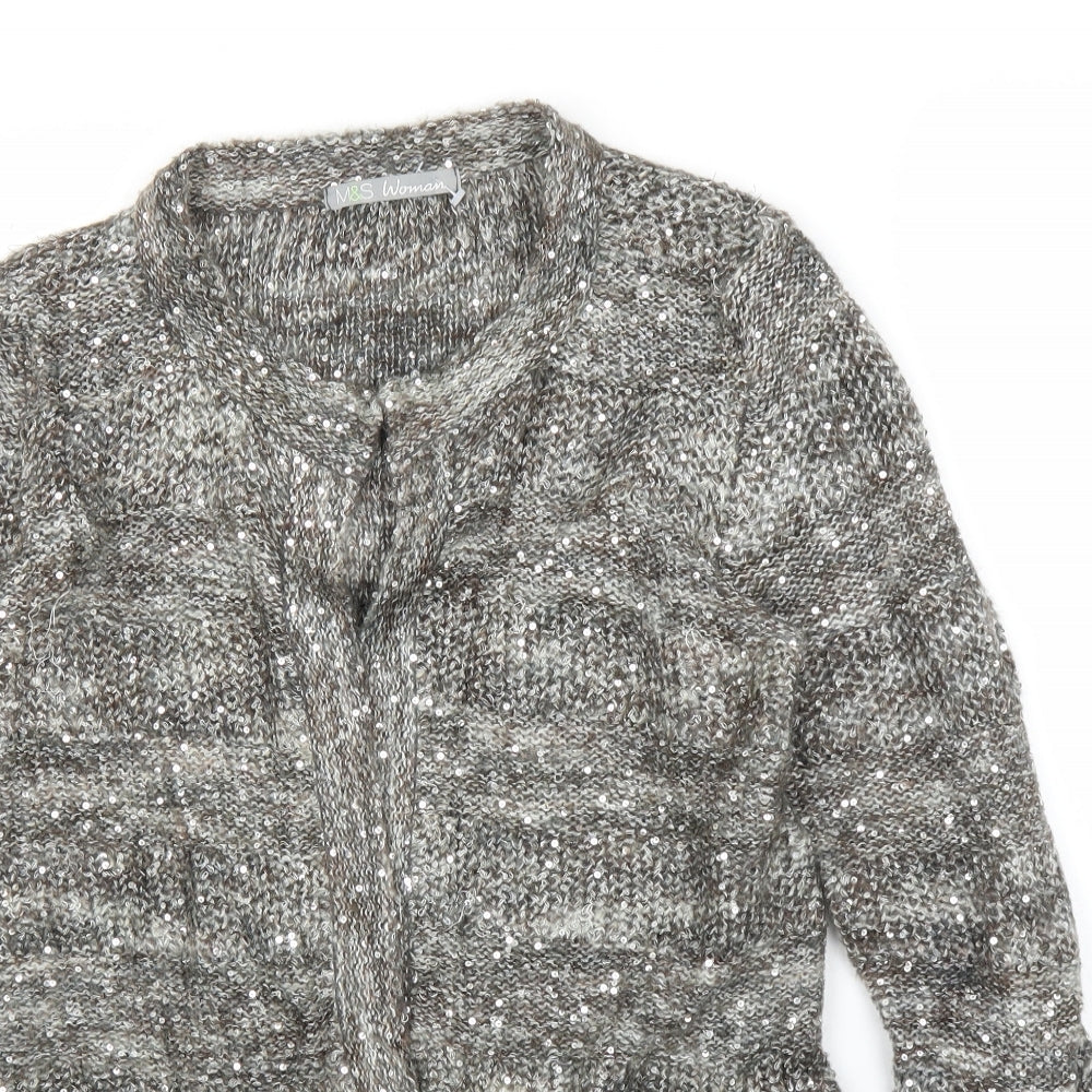 M&S Womens Grey   Cardigan Jumper Size L