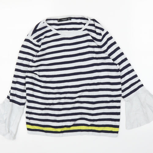 Mango Womens Blue Striped  Pullover Jumper Size S