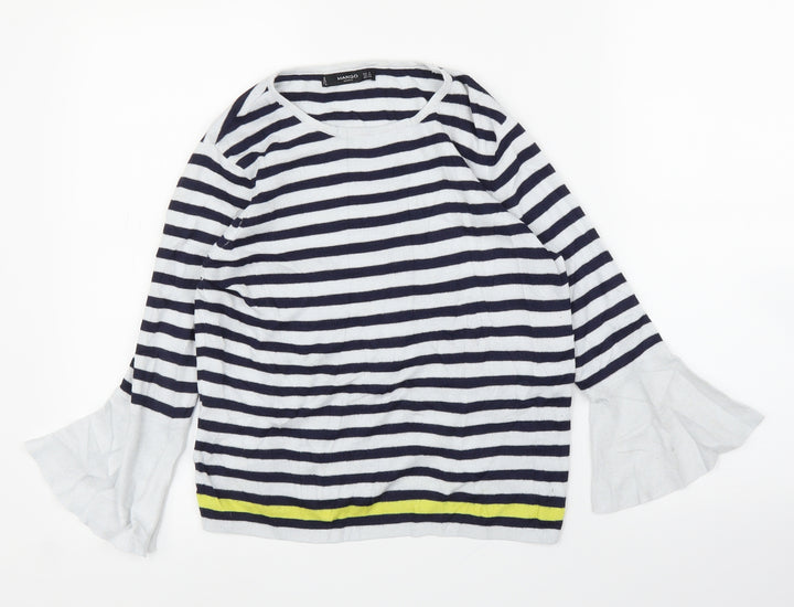 Mango Womens Blue Striped  Pullover Jumper Size S