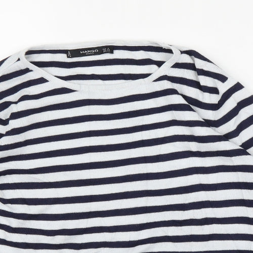 Mango Womens Blue Striped  Pullover Jumper Size S