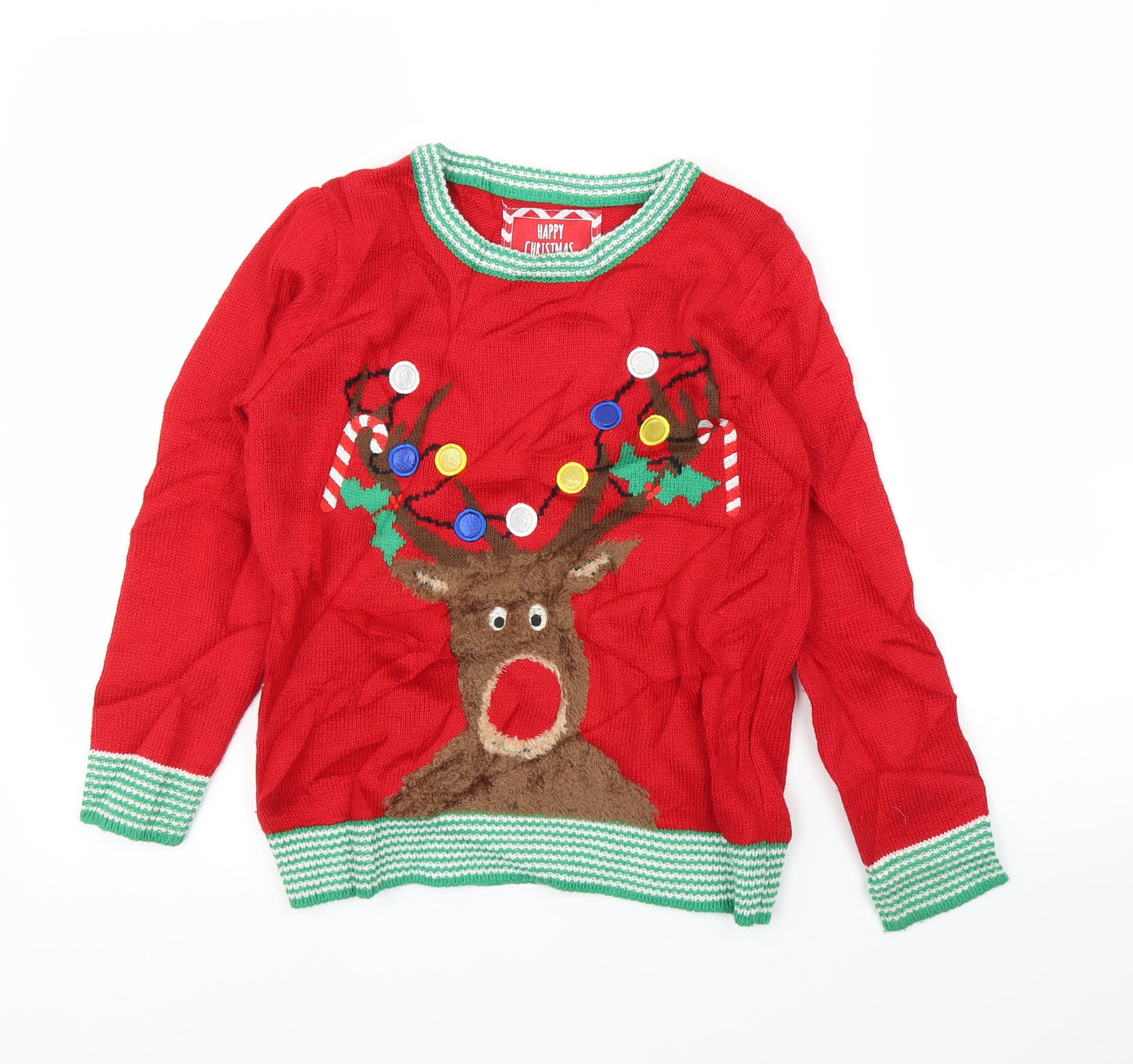 Primark Boys Red   Pullover Jumper Size 8-9 Years  - Christmas