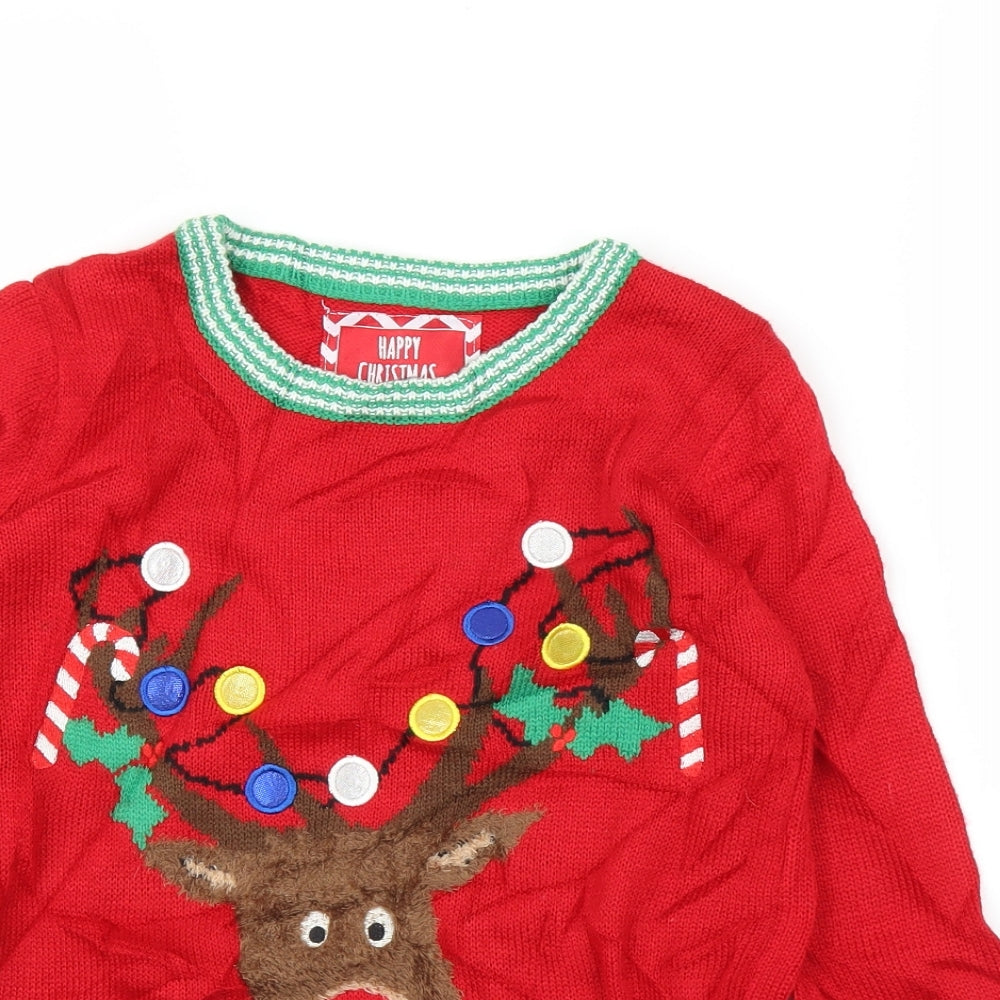 Primark Boys Red   Pullover Jumper Size 8-9 Years  - Christmas