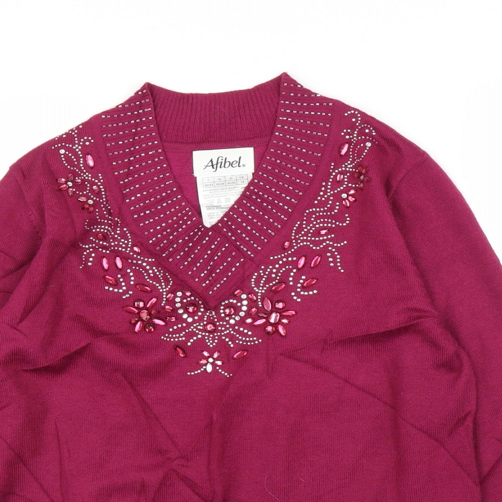 Afibel Womens Purple   Pullover Jumper Size 14
