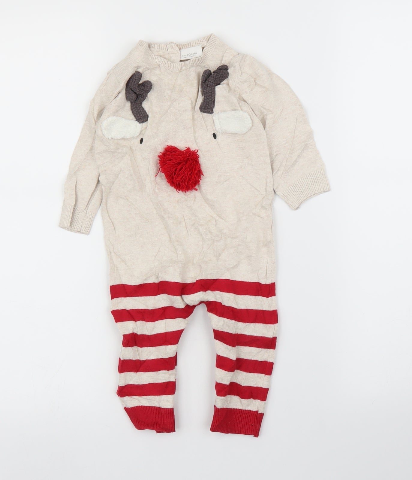 NEXT Baby Beige   Babygrow One-Piece Size 9-12 Months  - Christmas