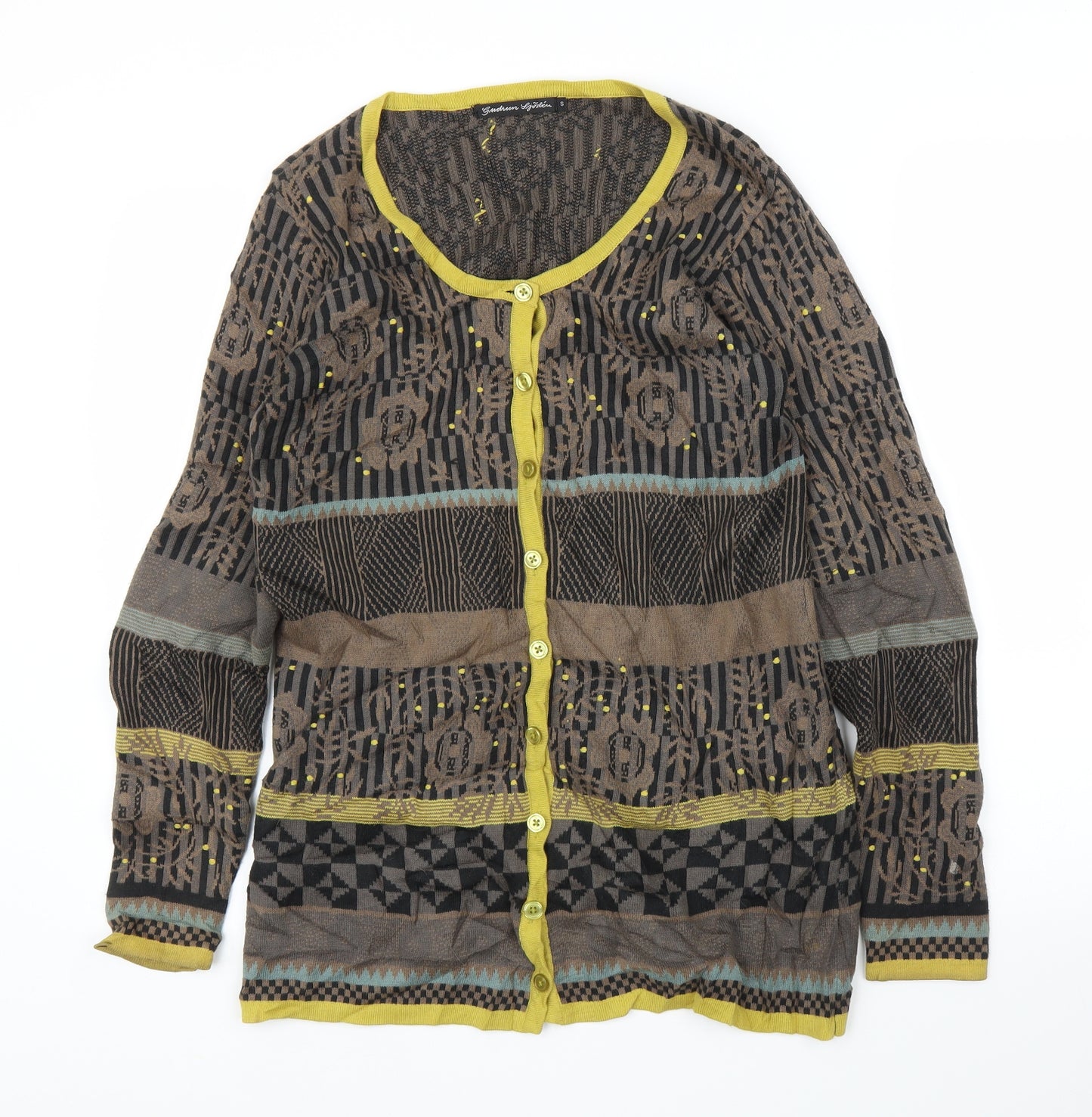 Preworn Womens Brown Floral  Cardigan Jumper Size S