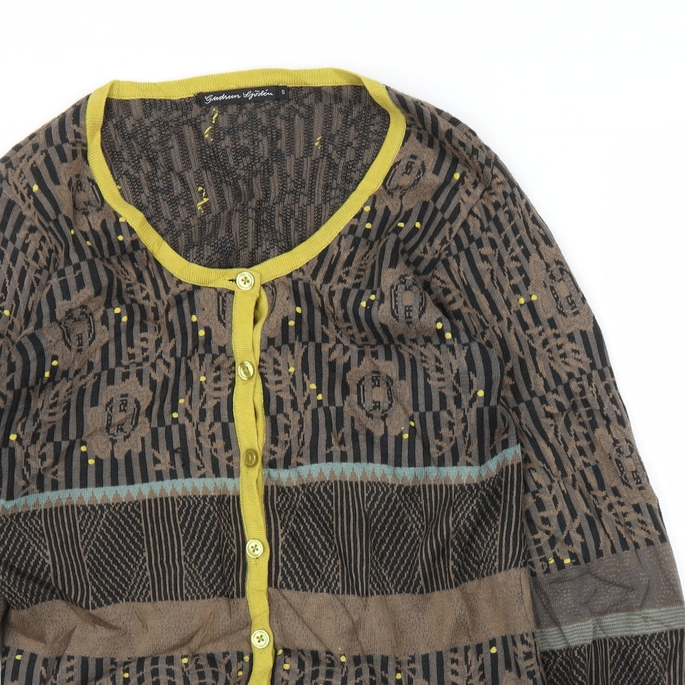 Preworn Womens Brown Floral  Cardigan Jumper Size S