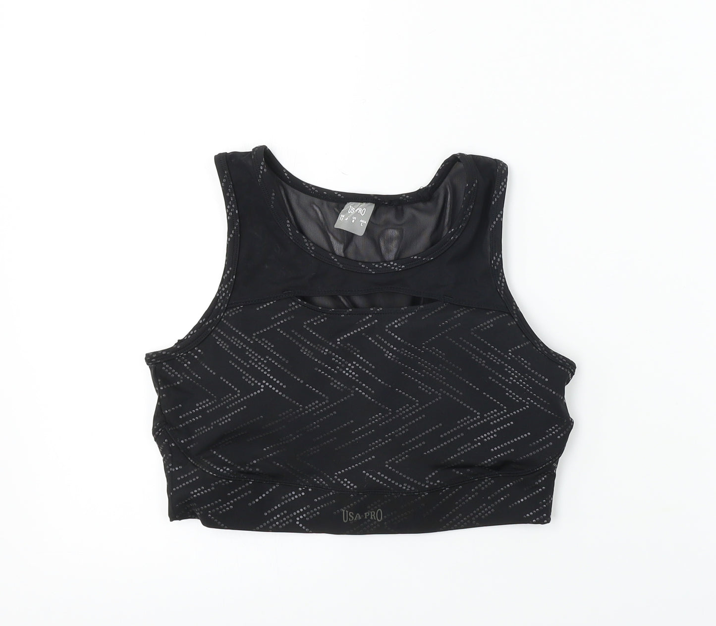 USA Pro  Womens Black   Cropped T-Shirt Size 12