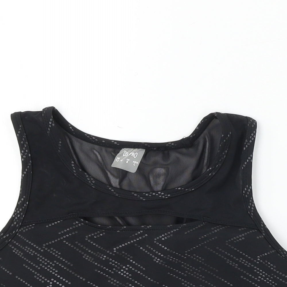 USA Pro  Womens Black   Cropped T-Shirt Size 12