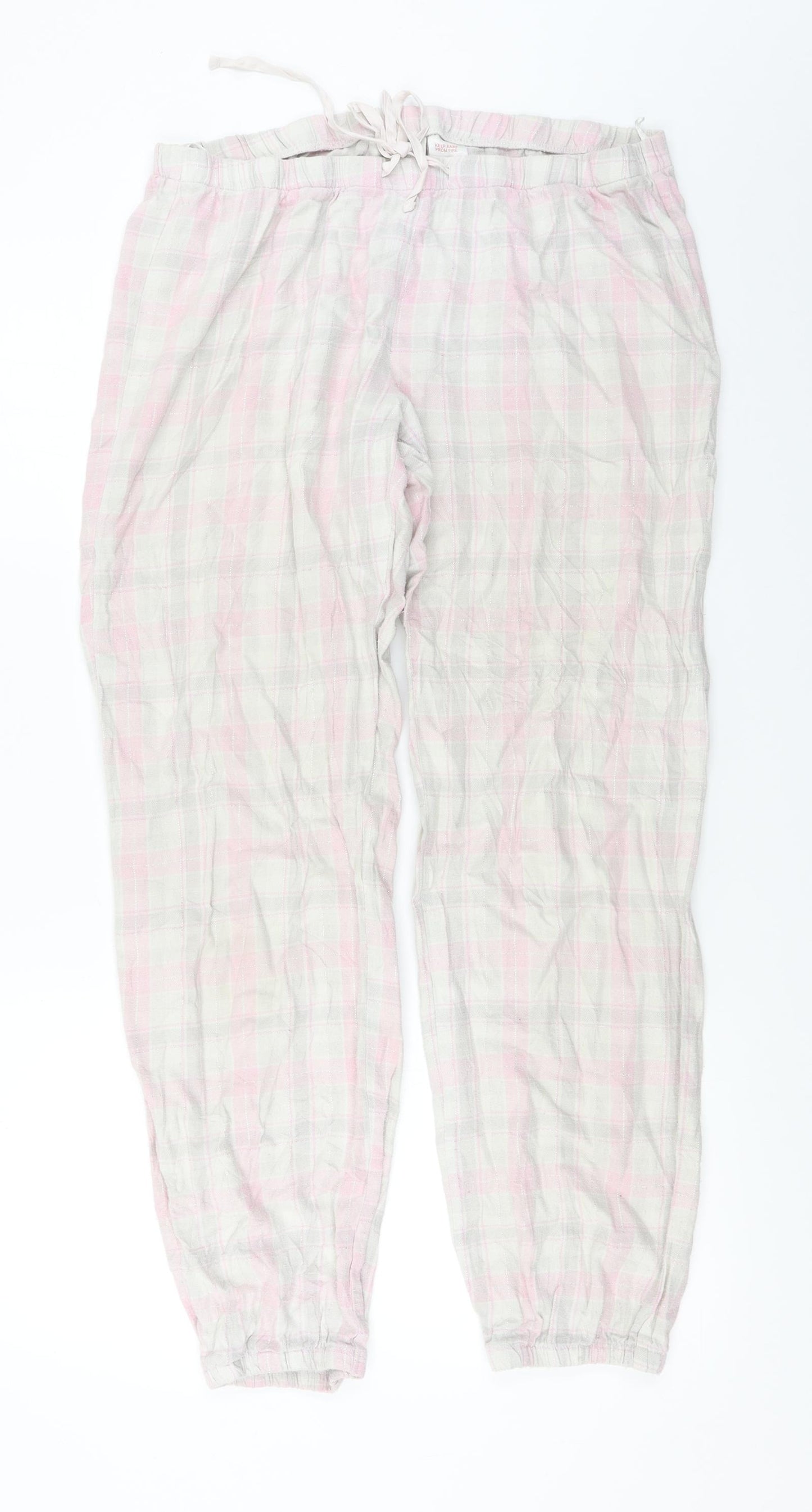 H&M  Womens White Check  Trousers  Size M L25 in