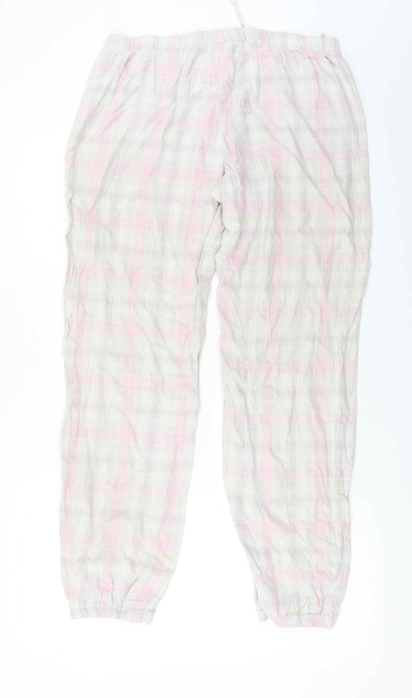 H&M  Womens White Check  Trousers  Size M L25 in