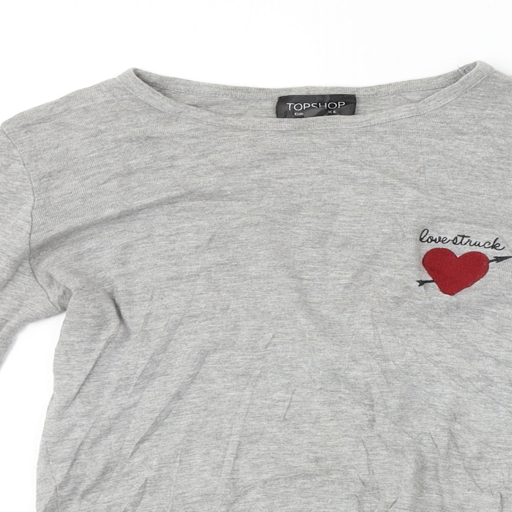 Topshop  Womens Grey   Basic T-Shirt Size 6