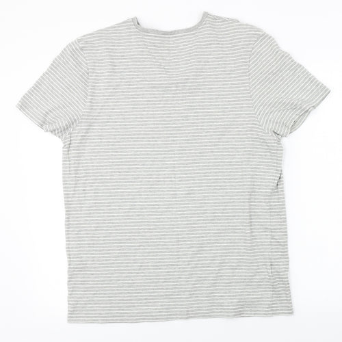 Easy  Mens Grey Striped   T-Shirt Size L