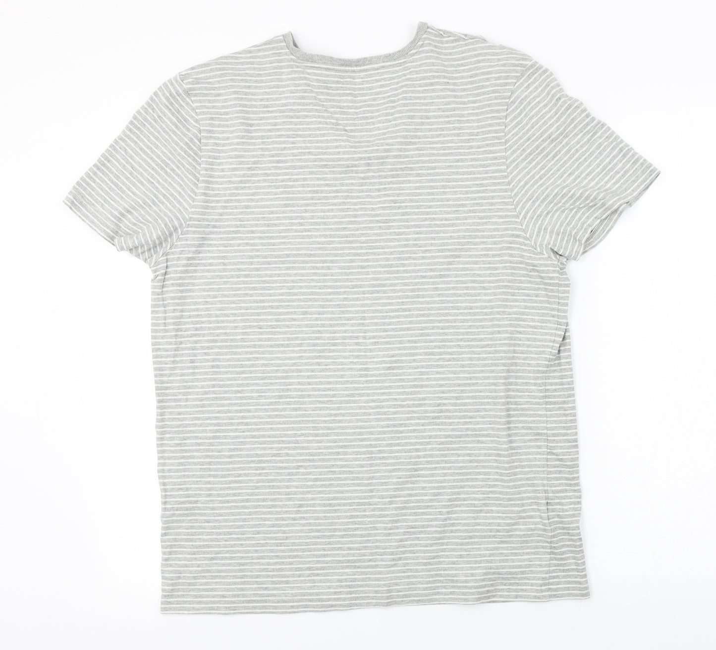 Easy  Mens Grey Striped   T-Shirt Size L