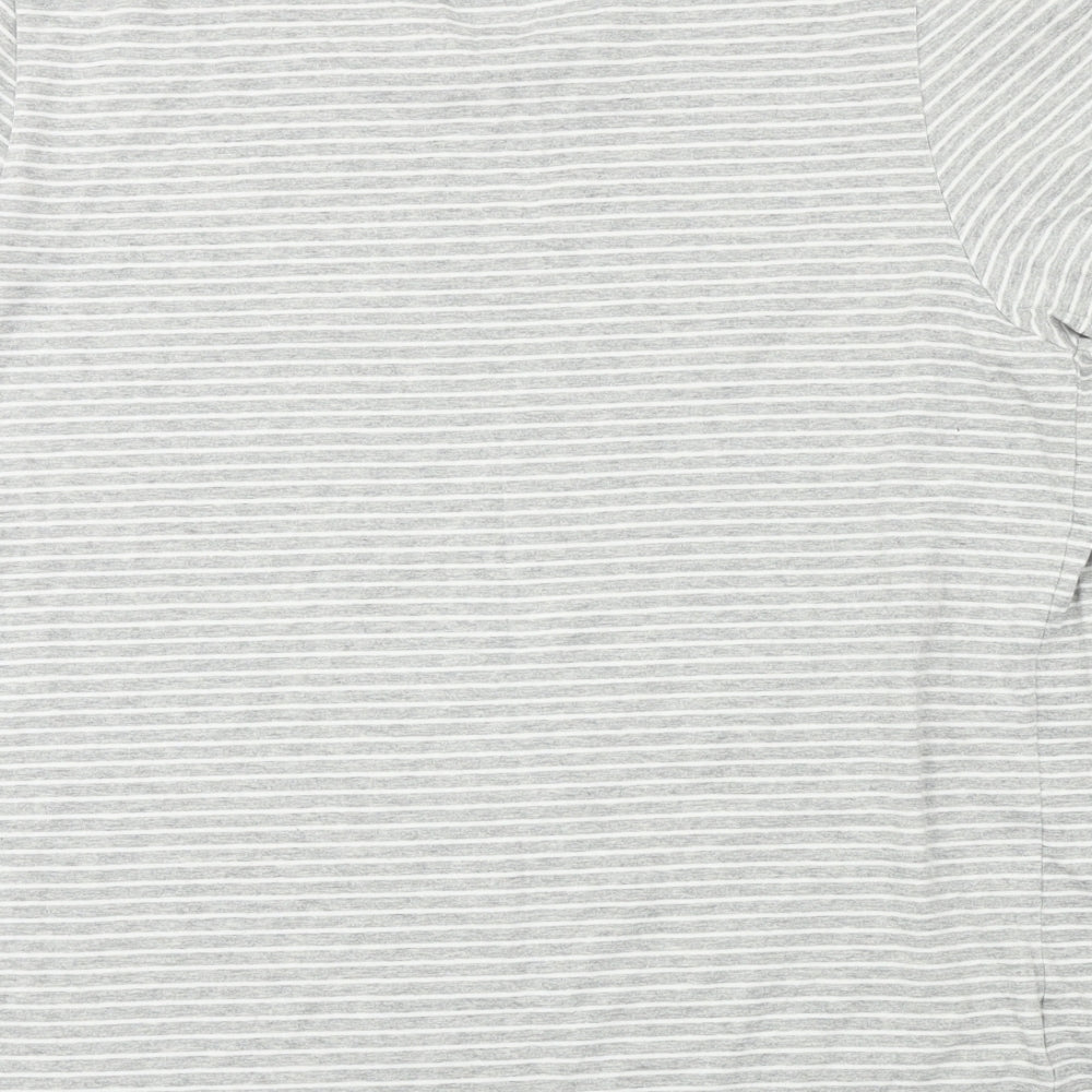 Easy  Mens Grey Striped   T-Shirt Size L
