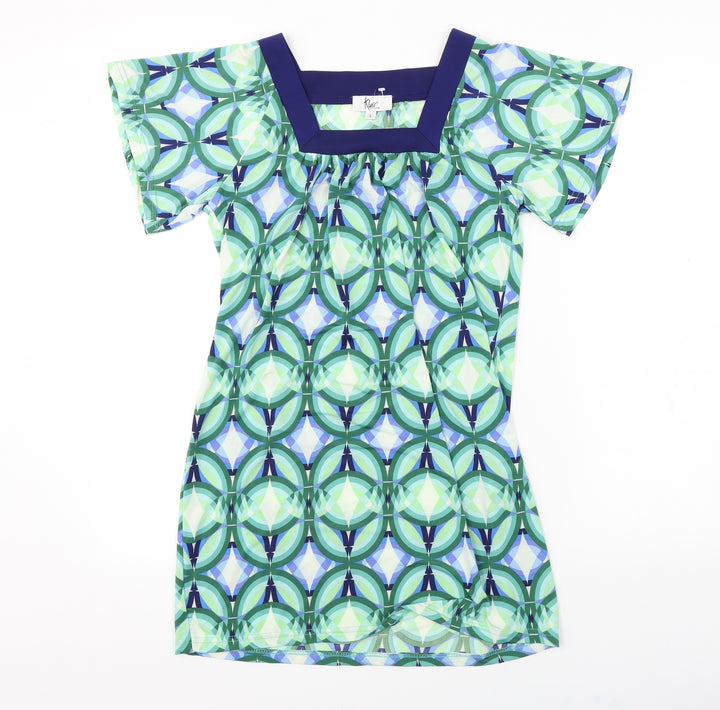Klass Womens Green Herringbone A-Line Size S