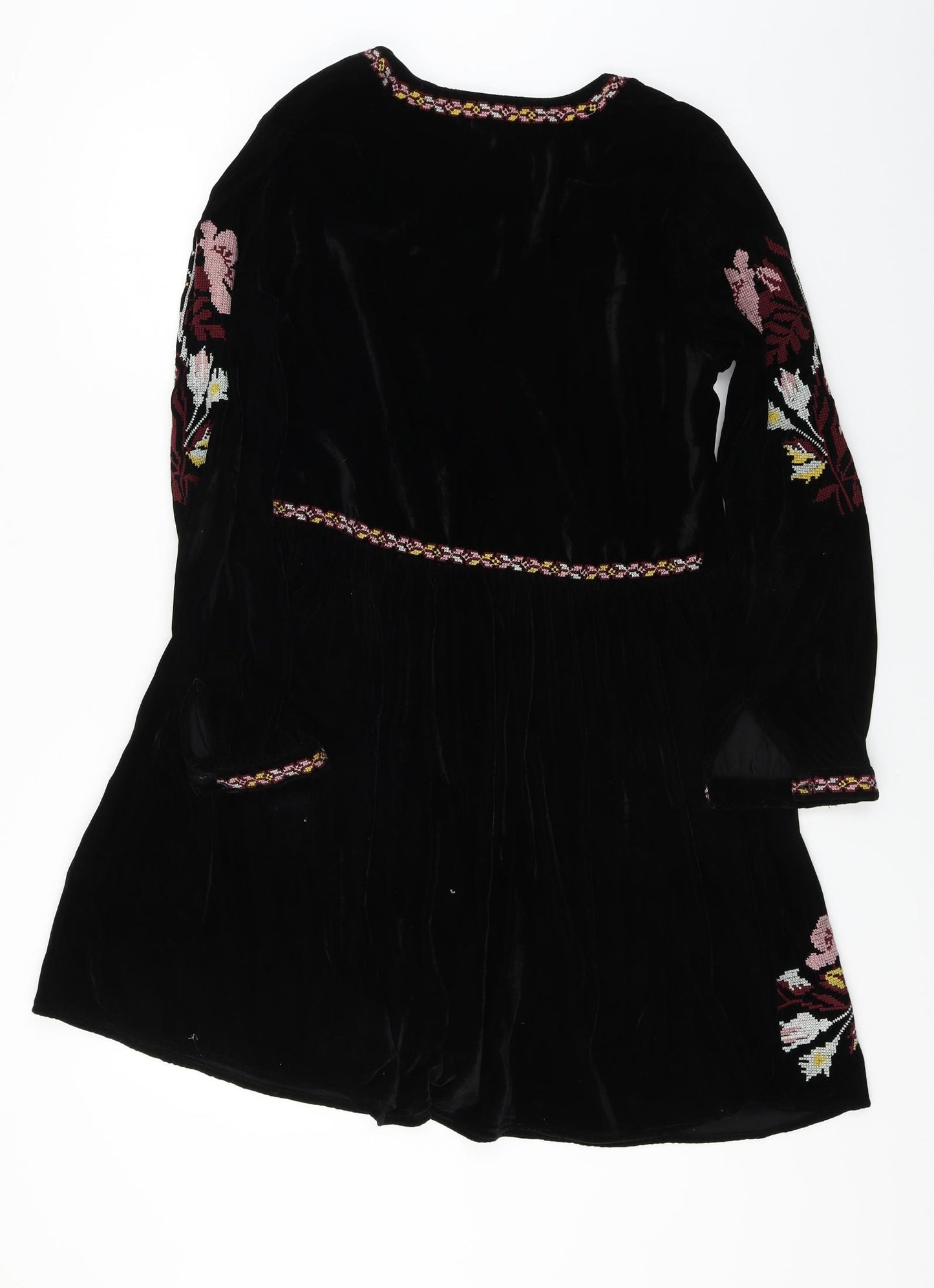 Topshop  Womens Black Floral  A-Line  Size 10